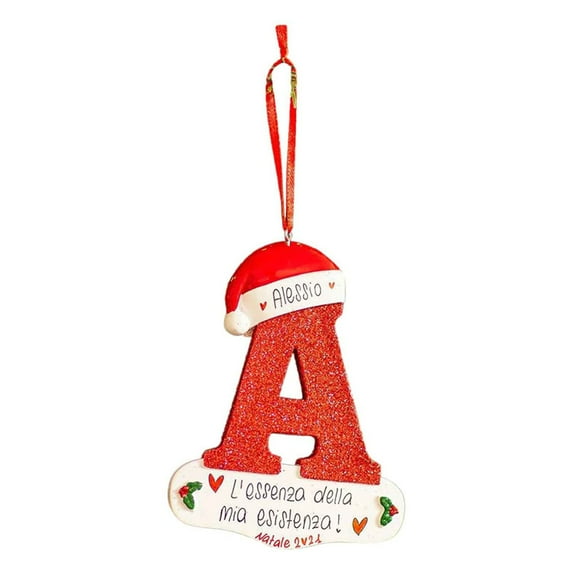 Personalized Letter Pendant with Bead Lanyard Acrylic Xmas Shiny A-Z Hanging Ornament Party Supplies