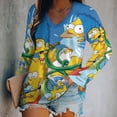 thumbnail image 2 of Simpsons Womens T Shirts V Neck Long Sleeve Tops Causal Loose Summer T-Shirts 4XL, 2 of 7
