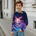 thumbnail image 4 of FUIALDOLG 2 Pack Girls Long Sleeve Shirts Galaxy Axolotl Stars Soft Loose T-Shirts Crew Neck Layering Tees for Youth Teen Girls 7-8 Years, 4 of 6