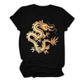 thumbnail image 4 of LYXSSBYX Tshirts Shirts for Women New Year Dragon Printed Short Sleeved Casual Loose Top Short Sleeved Round Neck Top/shirt, 4 of 6