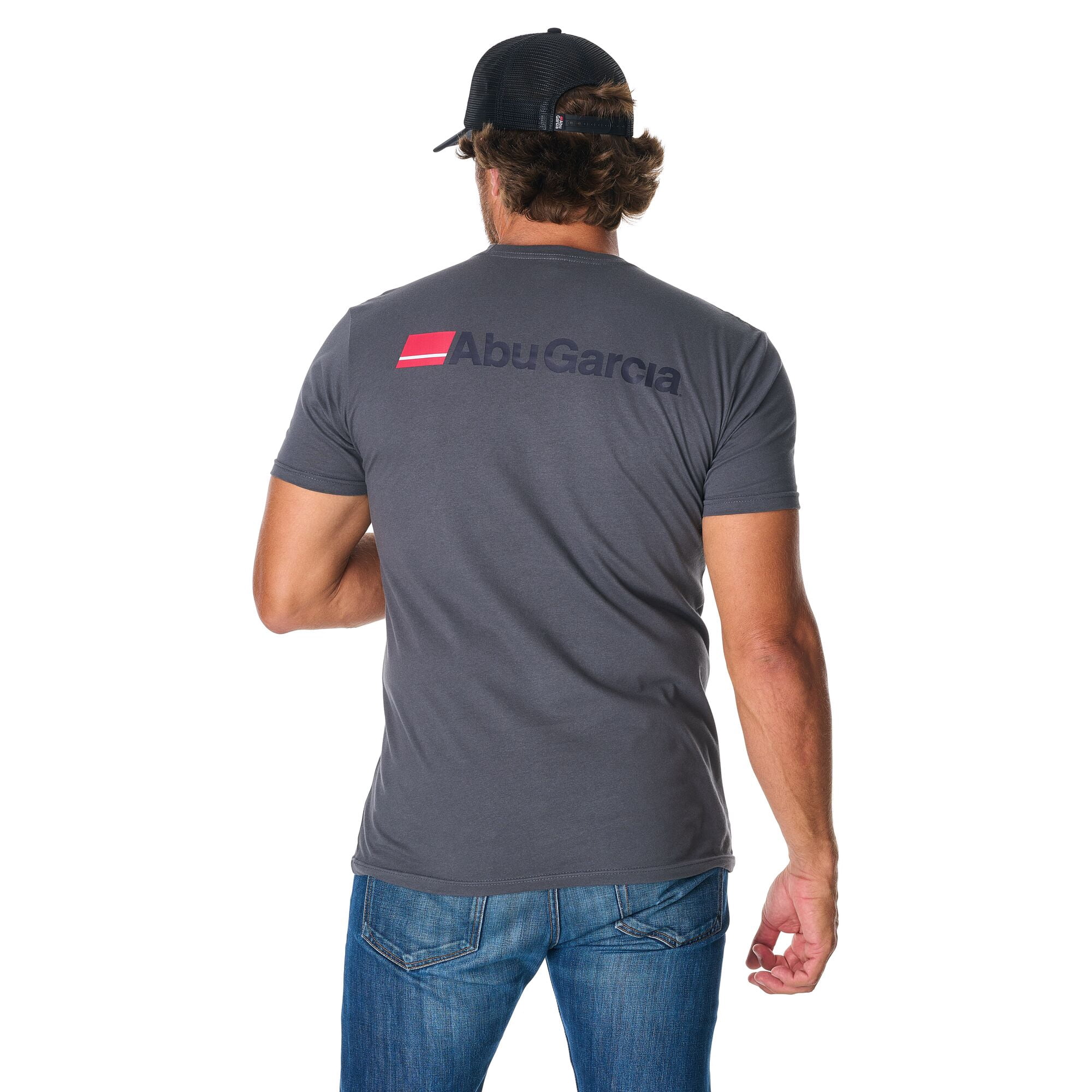 Abu Garcia Stacked Logo Tee, Grey, Size S