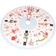 thumbnail image 2 of Pink Nutcracker Sweets 48" Christmas Tree Skirt, Large Tree Mat Base Cover for Xmas Festive Holiday Party Ornaments Decoration, 2 of 6