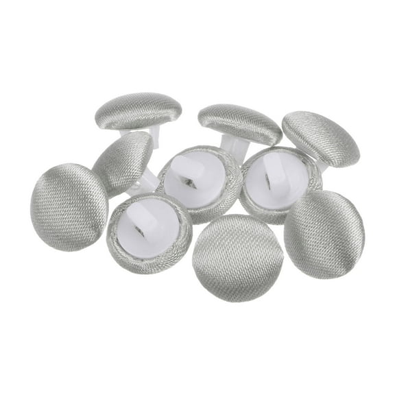 Uxcell 10pcs Fabric Cloth Covered Button 10mm Round Plastic Sewing Buttons for Suits Dress Blouses, Grey
