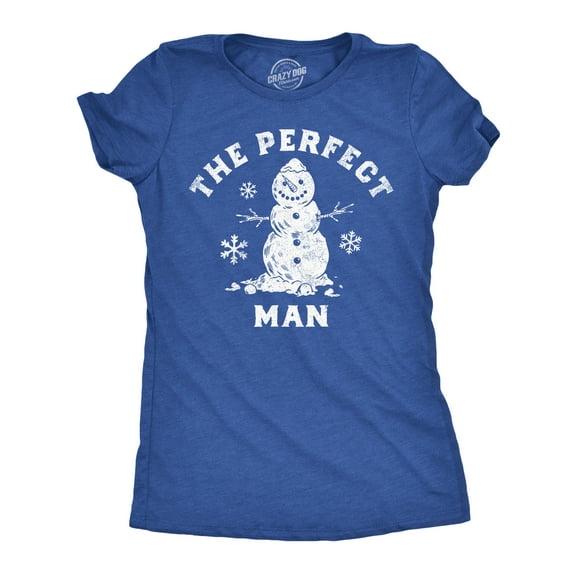 Womens Funny T Shirts The Perfect Man Sarcastic Holiday Season Snowman Graphic Tee for Ladies Womens Graphic Tees