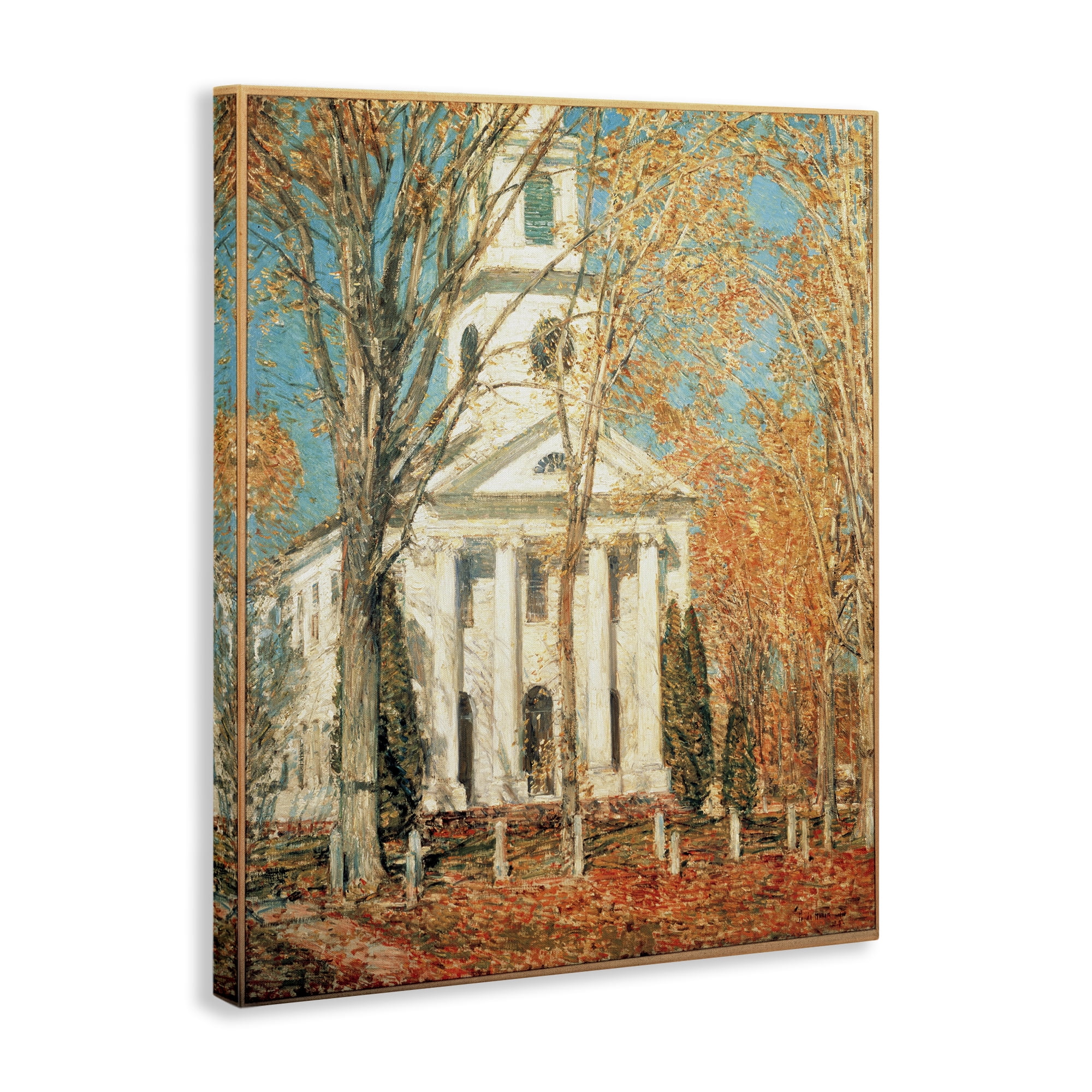 Stupell Industries Classic Church At Old Lyme Buildings & Architecture Painting Wrapped Canvas Art Print Wall Art, 16 x 20