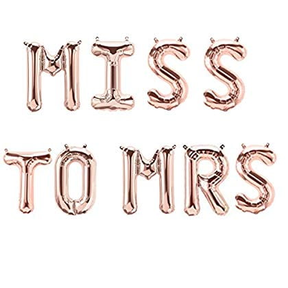 16 Rose Gold Miss To Mrs Balloons Banner Foil Letters Mylar Balloons For Bachelorette Party Wedding Bridal Shower Cannot Float Walmart Com