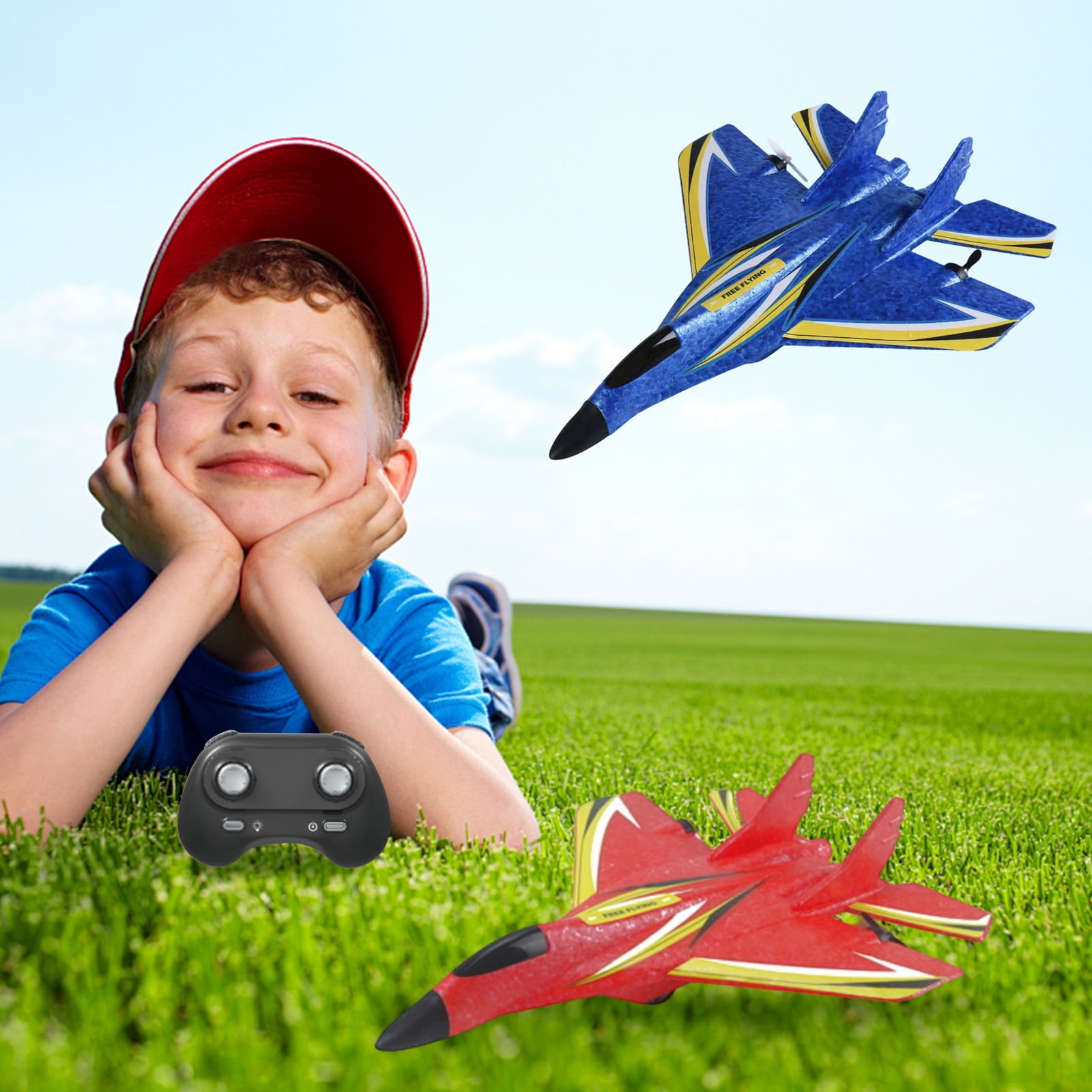 Remote Control Airplane, Gravity Glider Foam Rc Fighter With 2 Spare Propellers, 1 Battery 1 Charger For Kids S Outdoor Play