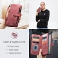 thumbnail image 3 of Wallet Case Compatible with Samsung Galaxy Note 10 Plus, Multifunctional Magnetic Closure Folio Case, [RFID Blocking] Durable PU Leather Flip Lanyard Strap Wristlet Zipper Card Holder Case, Red, 3 of 10
