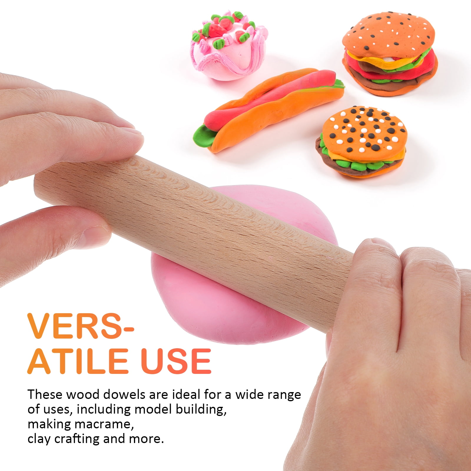 12pcs Unfinished Wooden Dowel Rods for Craft Use Beige Wood Sticks Smooth Finish Ideal for Model
