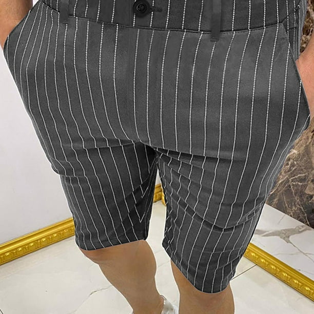 Puntoco Pantalones Cortos A Rayas Para Hombre Pantalones Cortos Con Bolsillo Y Botones Con Cremallera Pantalones Cortos Gris S,Pantalones Cortos Hombre