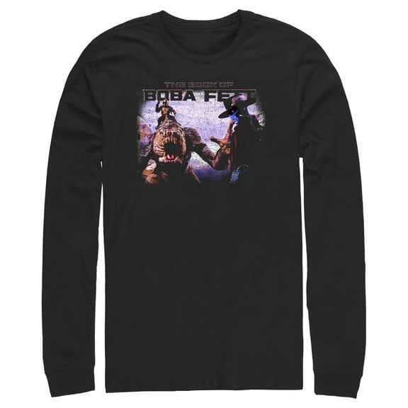 Men's Star Wars: The Book of Boba Fett Cad Bane Rancor and Boba Standoff  Long Sleeve Shirt Black Large