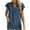 Blue, variant on Viikei Women's Plus Size Short Sleeve Solid Color Ruffle Collar V-Neck T-Shirt
