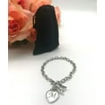 thumbnail image 6 of Stainless Steel Bracelet with Butterfly Charm  and Engraved Initials on Heart (Silver), 6 of 7