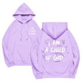 thumbnail image 3 of LEKDFST I Am A Child Of God Jesus Hoodies For Women Trendy Pullover Drawstring Letter Christian Sweatshirt Bible Verse Religious Tops With Pockets Purple L, 3 of 7