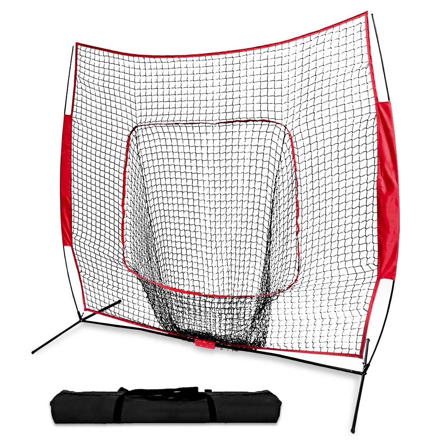 Training Equipment PowerNet Baseball Softball Practice Net 7x7 with Deluxe Tee Bow Frame Fielding Batting Training Aid | Practice Hitting Portable Backstop Pitching Sky Blue