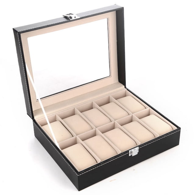 Caja de reloj de cuero sintético de 2, 3, 6, 10, 12, 20 y 24 bits, caja de almacenamiento para relojes