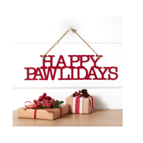 Lakeside Christmas Decor - Happy Howlidays Red Metal Wreath Wall Sign