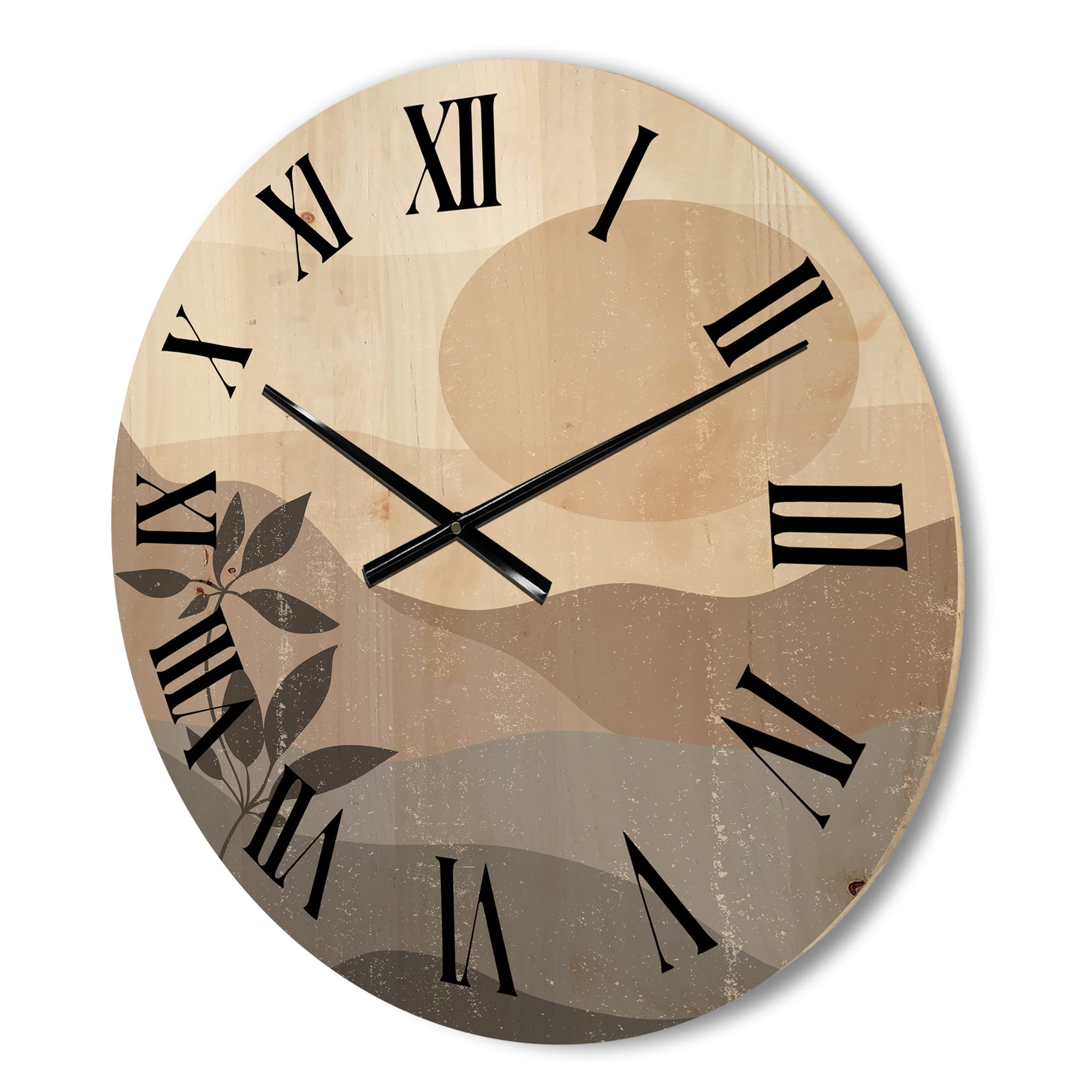 Designart 'Minimalist Sunset Over Mountain Landscape' Modern Wood Wall Clock