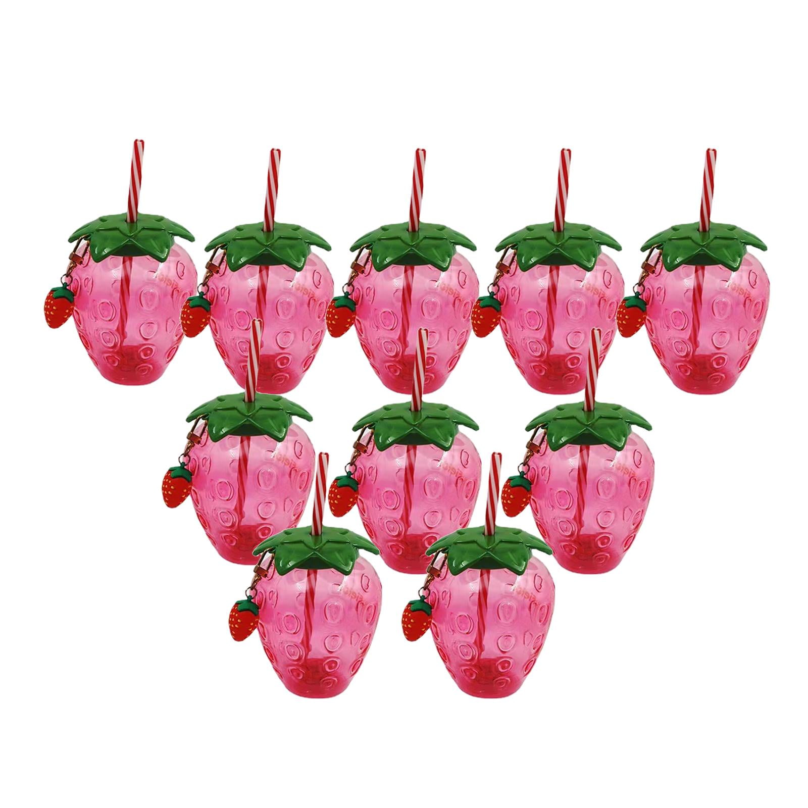 Tachiuwa 10x Strawberry Sippy Cup with Straw for Kids for Hawaiian Household Birthday Pink Keychain