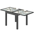 thumbnail image 1 of Extendable Patio Dining Table - Clear Tempered Glass & Aluminum Outdoor Table | 63" Garden Table for Backyard, Deck & Lawn, 1 of 7