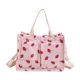 thumbnail image 2 of Bolso tote de lona resistente con estampado de fresas, bolso informal ideal para viajes y compras. Rosa, 2 of 9