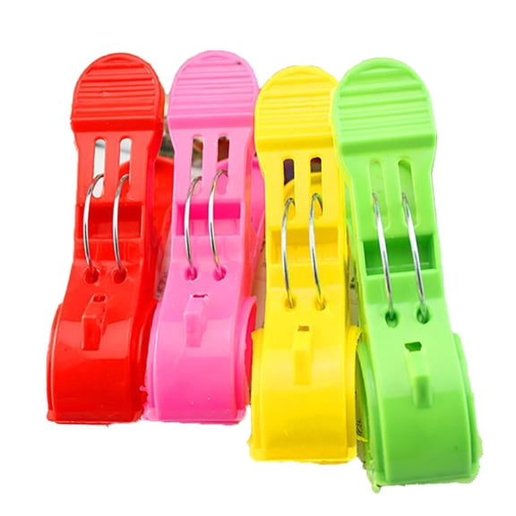 Ruanlalo 4 Pcs Plastic Bright Color Large Towel Pegs Clips Quilt Clothes Drying Tool Clip Random Color
