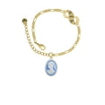 thumbnail image 2 of Delight Jewelry Silvertone Small Blue Oval Cameo Gold-tone Paw Infinity Link Chain Bracelet, 6"+2" Extender, 2 of 3