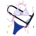 thumbnail image 5 of Stamzod Triangle Bikini Sets for Women Two Piece Drawstring Bathing Suits High Cut Cheeky Swimsuit Summer Beach Swimwear Blue-1 L, 5 of 5