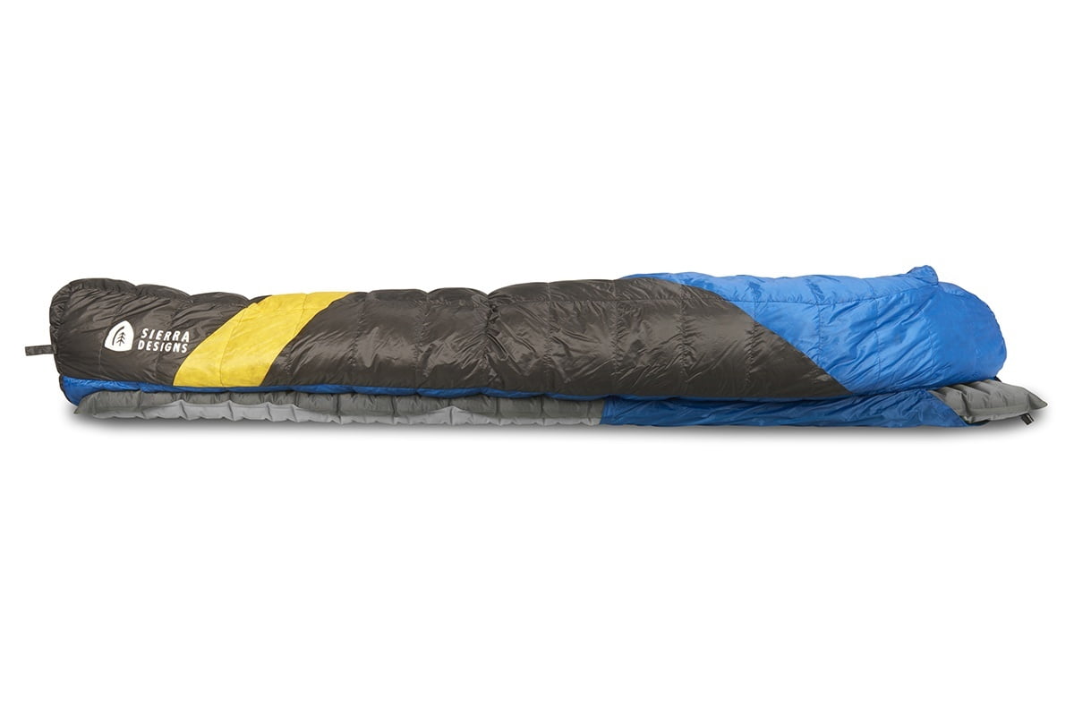 Sierra Designs Cloud 800 Dridown 35 Degree Sleeping Bag, Blue/Yellow/Peat, Regular