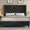 thumbnail image 6 of Merluxy Queen Bed Frame with Deep Button Tufted and Velvet Wingback Headboard,No Box Spring Needed,Black, 6 of 9