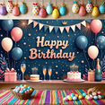 thumbnail image 5 of Decorative Design Happy Birthday Banner Balloon Decoration Birthday Party Banner Cake Decoration for Birthday Celebration Indoor Decoration Kids Party, 5 of 6