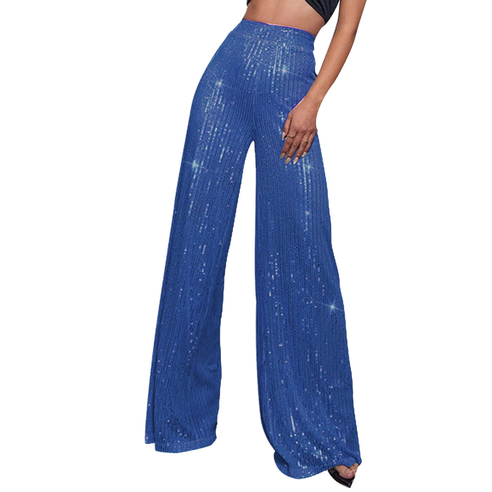 Women's Fashion Casual Sequined Pants Sparkling Sequins High