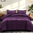 thumbnail image 3 of Whale Flotilla 3-Piece Reversible Silky Satin King Size Comforter Bedding Set, Lightweight Luxury Comforters with 2 Pillowcases All-Season, Deep Purple, 3 of 10