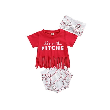 

Suanret Summer Newborn Baby Girls Clothes Letter Short Sleeve Tassel T Shirts Tops Leopard Shorts Headband Sets Red 12-18 Months