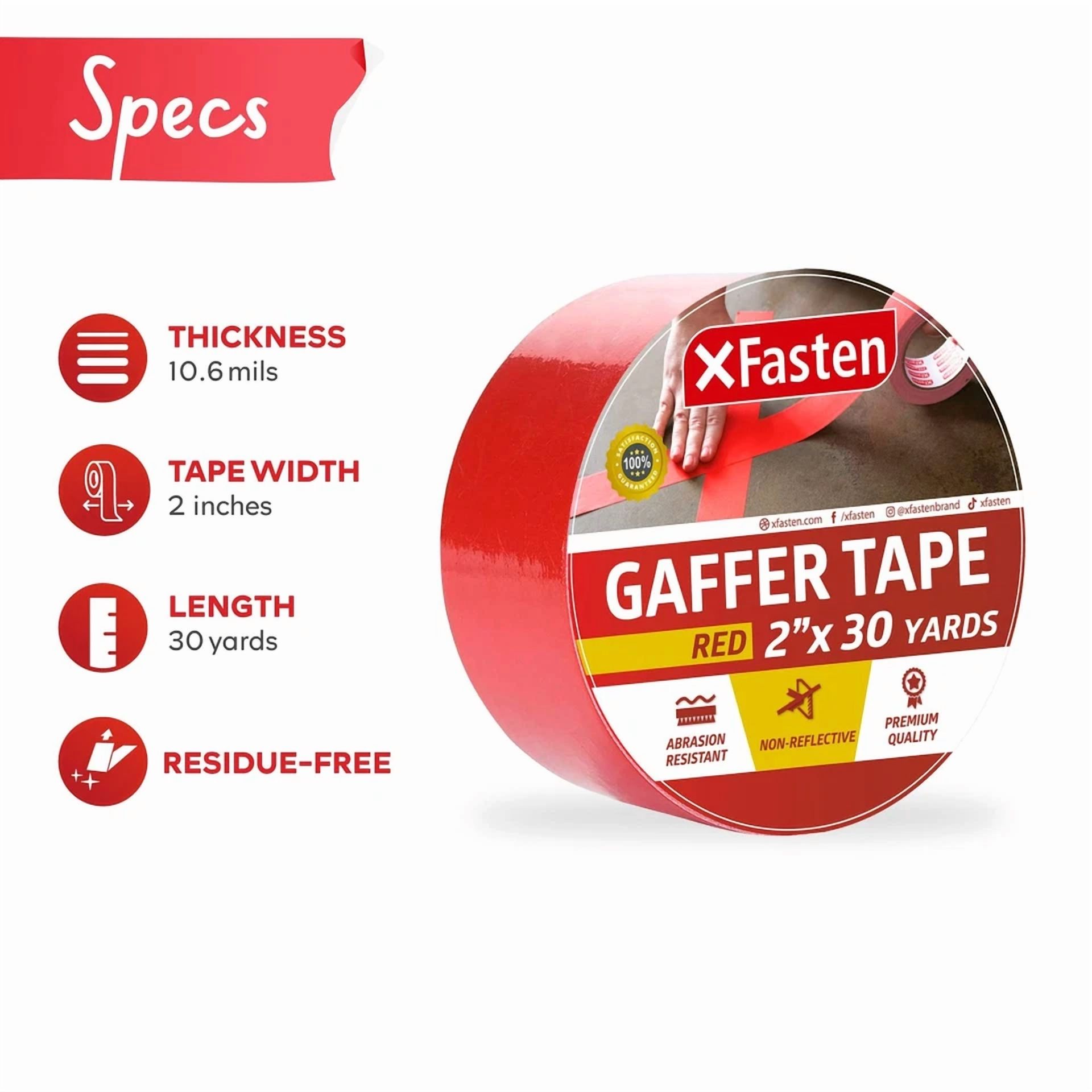 BUTTERFLY- Xfasten Red Gaffers Tape 2 Inch X 30 Yards, No Residue Tape,