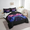 thumbnail image 3 of Feelyou Futuristic Game Console Twin Bedding Sets 7-Piece, Glitter Gamepad Bedding Comforter Set, Chic Abstract Stripes Reversible Sheet Sets, Super Cozy Room Decor, 3 of 7