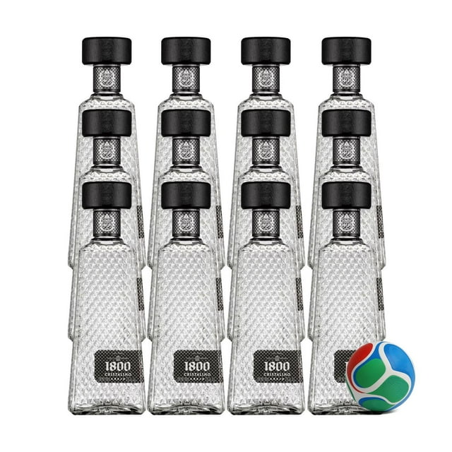 12 Tequila 1800 Añejo Cristalino 700 ml + Balón Mini