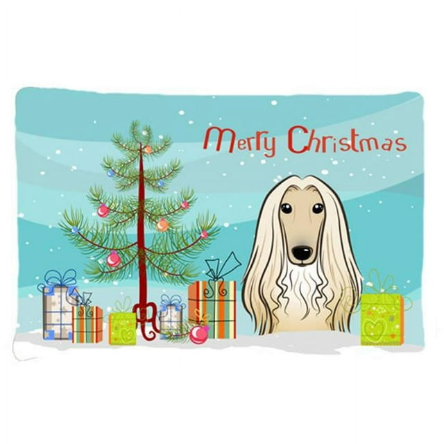Carolines Treasures BB1616PILLOWCASE Christmas Tree & Afghan Hound Fabric Standard Pillowcase