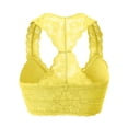 thumbnail image 3 of URBAN DAIZY Women's Seamless Lace Bra Racerback Padded Sexy Floral Mesh Bralette Crop Top Removable Pads Breathable Bustier A11_6324 Sunshine 2XL, 3 of 7