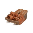 thumbnail image 5 of Refresh EE13 Women Leatherette Open Toe Stud Slip On Wedge Sandal - Black (Size: 10), 5 of 5