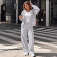 thumbnail image 5 of SUNBS Women's Sweatsuits 2 Piece Outfits for Women Two Way Zipper Jacket Hoodies Fall Oversized Loungewear Sets with Wide Baggy Leg Sweatpants with Pockets, 5 of 8