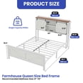 thumbnail image 6 of ModFusion – Modern Farmhouse Queen Size Bed Frame with Headboard, Bookcase Storage Shelves, Sliding Barn Door, Charging Station, Rustic Wood Platform Bed, Easy Assembly, White, 6 of 7