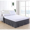 thumbnail image 2 of UniVerse Wrap Around Bed Skirt Three Fabric Sides Elastic Dust Ruffled 24 Inch Tailored Drop,Easy to Install Fade Resistant-Dark Grey, Queen/King, 2 of 12