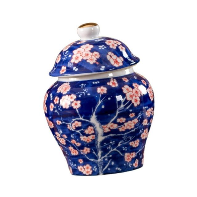 Recipiente para té de porcelana china con diseño de flores, tarro de jengibre, cerámica vintage con estampado floral seno de ciruela