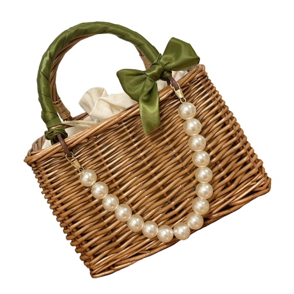 FRCOLOR Bohemian Style Rattan Bag Handwoven Handbag Tote for Summer Beach Seaside
