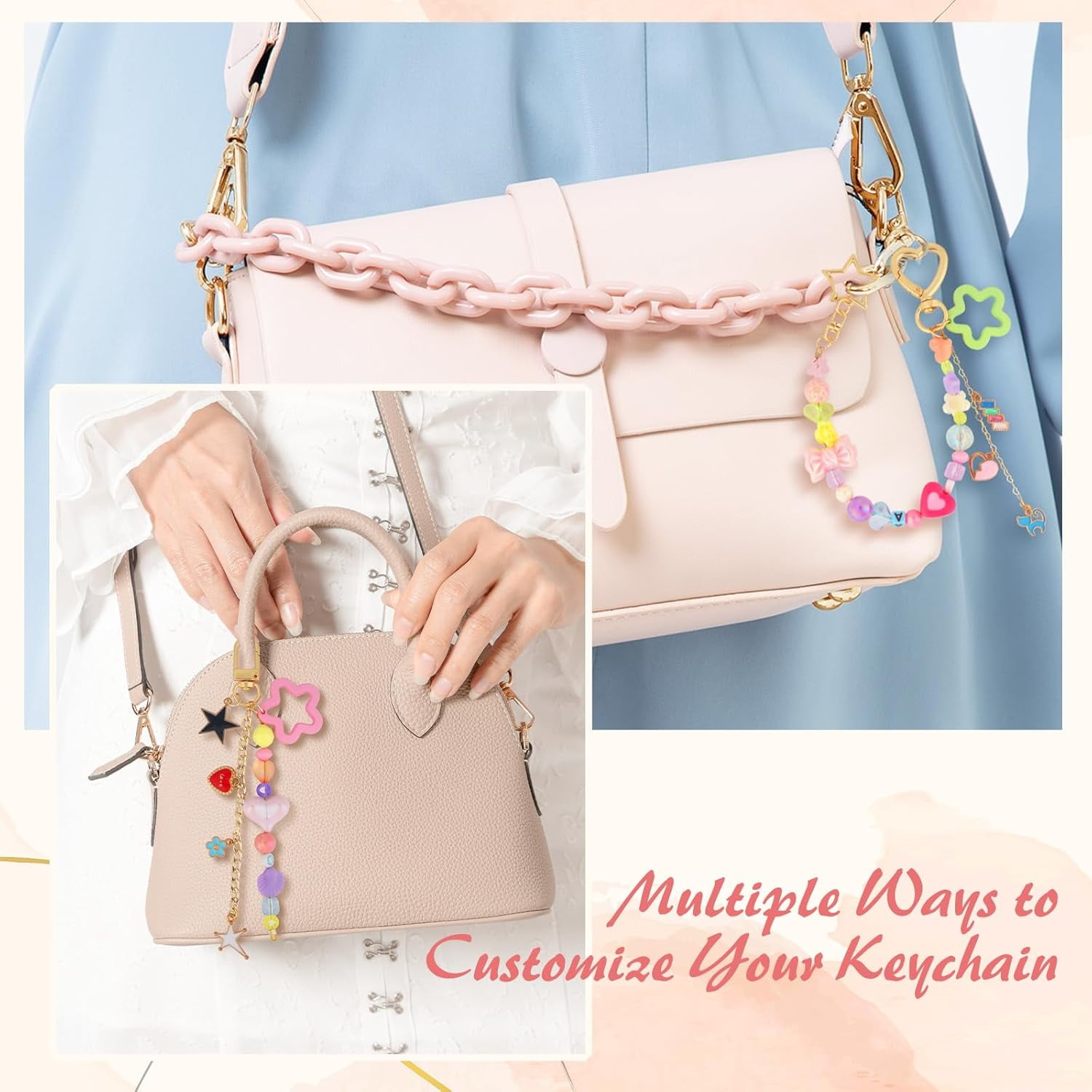 Keychain Making Kit 354 Pcs — Bag Charm Kit with 136 Charms, 25 Extender Chains, 20 Keychain Clips, Beading Accessories ＆ Jewelry Pliers — DIY Crafting and Jewelry Making for Adults