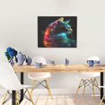 thumbnail image 5 of Susaid Neon Spectrum Cat Portrait Pattern Canvas Wall Decor Poster Framed Artwork Decoration for Bedroom Home Office Ready to Hang,Horizontal, 5 of 6