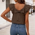 thumbnail image 4 of Levmjia Women's Sleeveless Tank Top Bow Back Ruffle Edge Casual Solid Color Summer Blouse Polyester Soft Comfortable Fashion T Shirt, 4 of 6