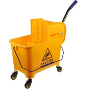 Side Press Wringer Commercial Mop Bucket, 35 Qt Larger Capacity Cleaning  with Wheels, Yellow