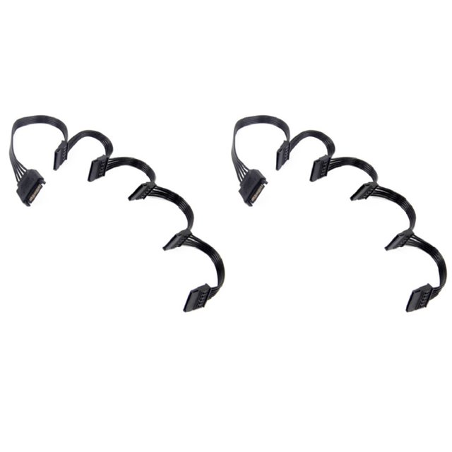 2X 15 Pin SATA Power Extension Hard Drive Cable 1 Male to 5 Female Power Supply Splitter Adapter Cable For DIY PC Sever